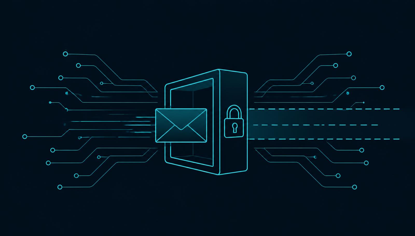 Blueprint diagram of an envelope passing through a lock gate into an untrusted channel
